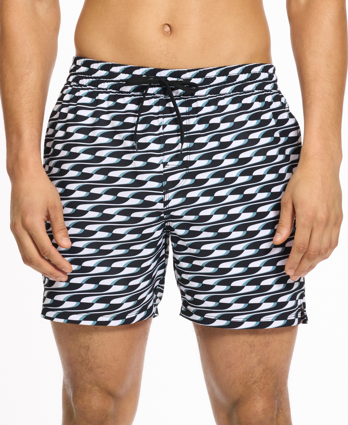 Men's 5" Geometric-Print Swim Shorts - Blue/White