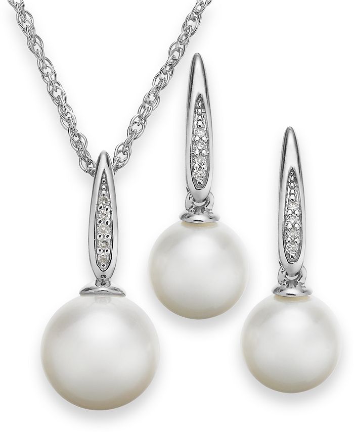Macy's Cultured Freshwater Pearl (71/281/2mm) and Diamond Accent