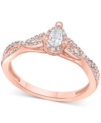 Macy's - Diamond Pear Twist Engagement Ring (1/2 ct. t.w.) in 14k Rose Gold