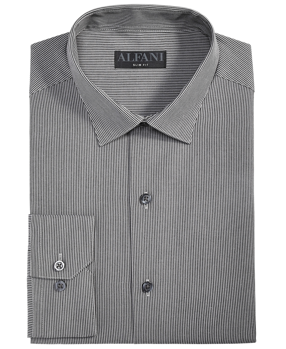 Alfani Men's Slim-fit Stripe Dress Shirt, Created For Macy's In Charcoal