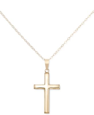Crystal Pavé Cross 18 Pendant Necklace in 10k Gold