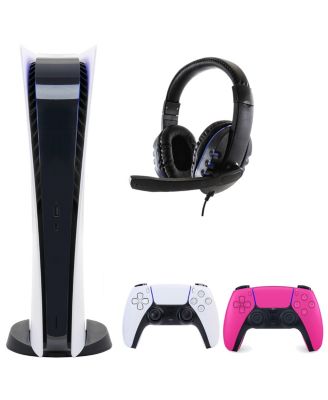 PS5 Digital Console with Extra Pink Dualsense Controller and Universal Headset