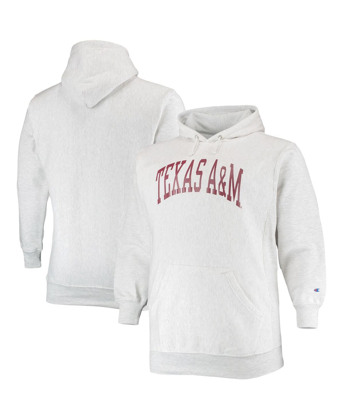 Champion Men's  Heathered Gray Texas A&m Aggies Big And Tall Reverse Weave Fleece Pullover Hoodie Swe
