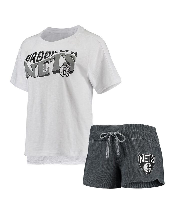Concepts Sport Women's Charcoal, White Brooklyn Nets Resurgence Slub  Burnout Raglan T-shirt and Shorts Sleep Set - Macy's