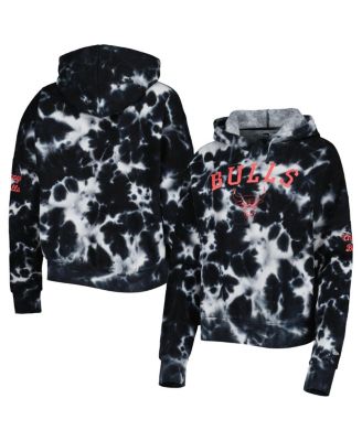 Women's Black Chicago Bulls Brushed Cotton Tie-Dye Pullover Hoodie