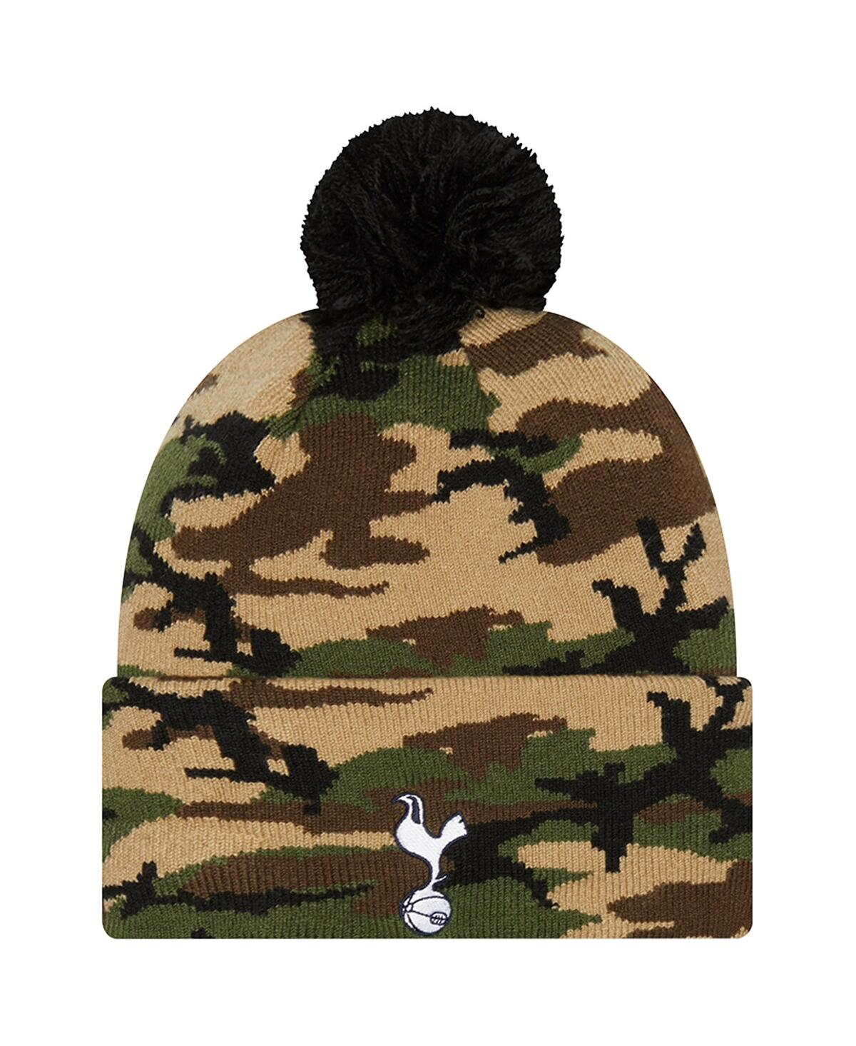 New Era Men's  Camo Tottenham Hotspur Cuffed Knit Hat With Pom In Camo