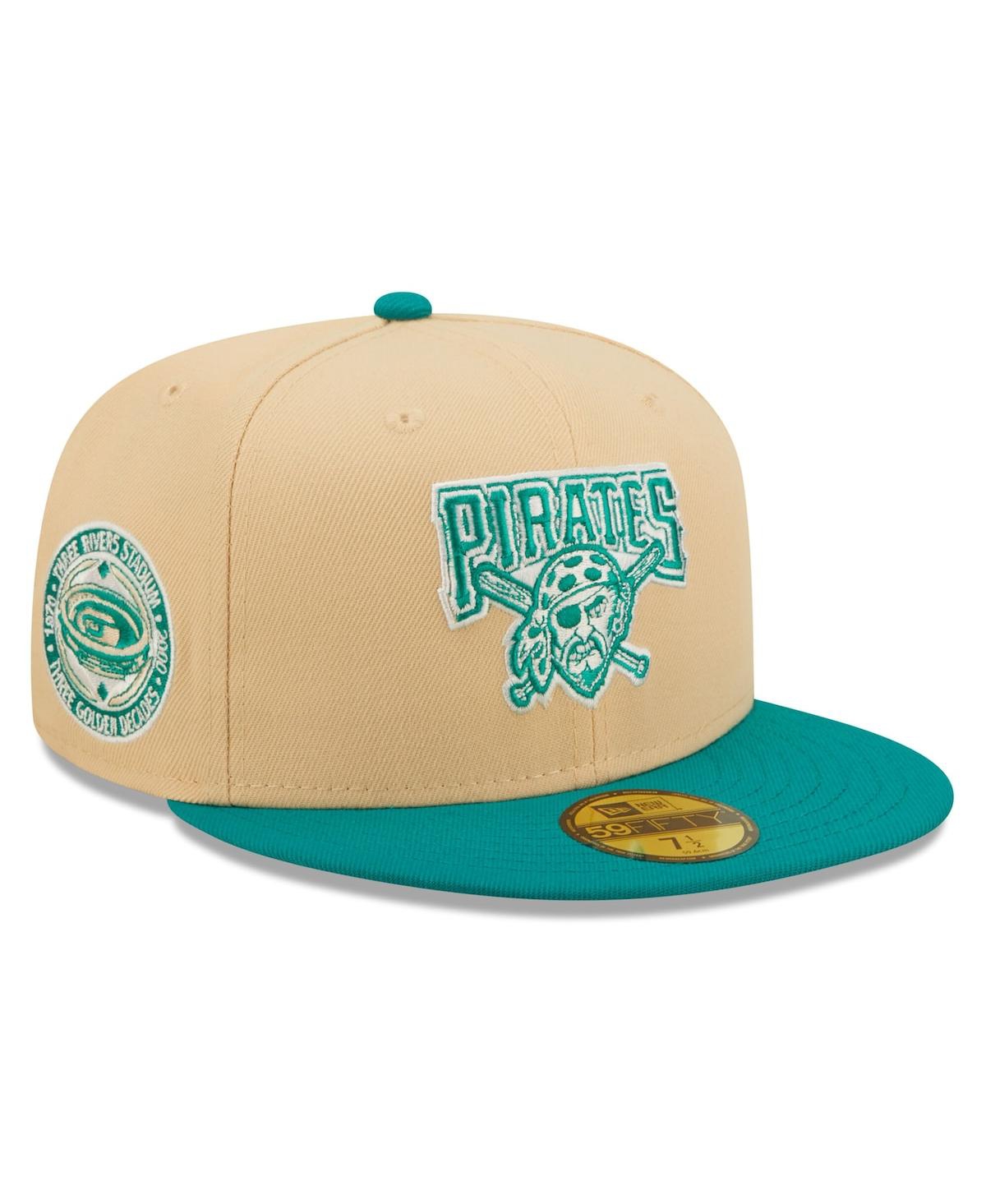 NEW ERA MEN'S NEW ERA NATURAL, TEAL PITTSBURGH PIRATES MANGO FOREST 59FIFTY FITTED HAT 