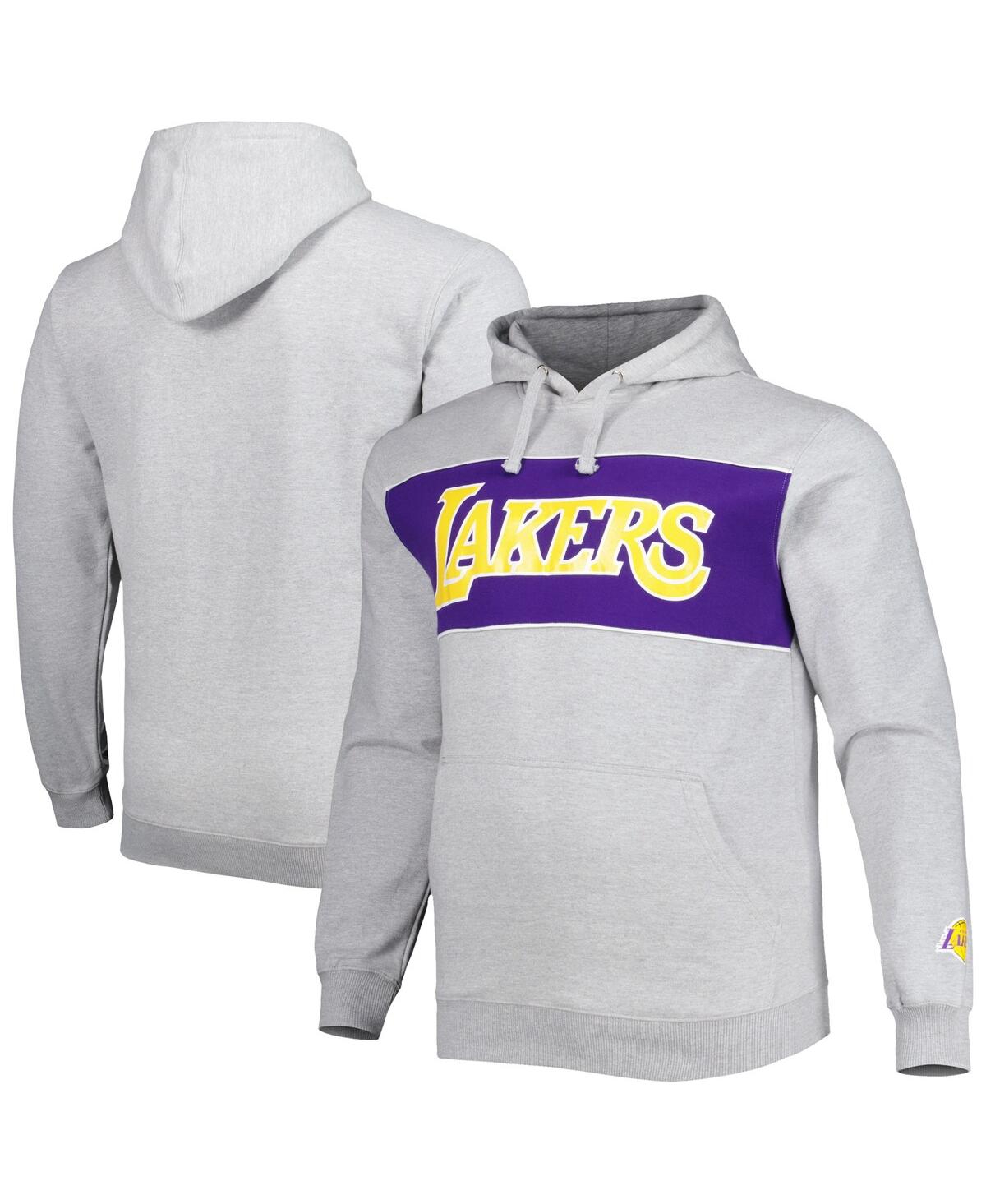 Shop Fanatics Men's  Heather Gray Los Angeles Lakers Big And Tall Wordmark Pullover Hoodie