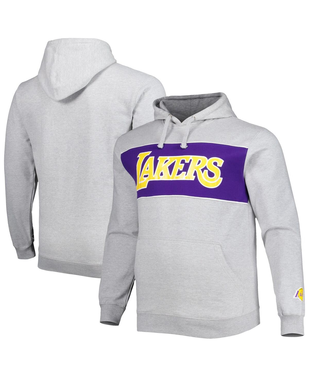 Fanatics Branded Heather Gray Los Angeles Lakers Big & Tall Wordmark Pullover Hoodie In Heather Gray