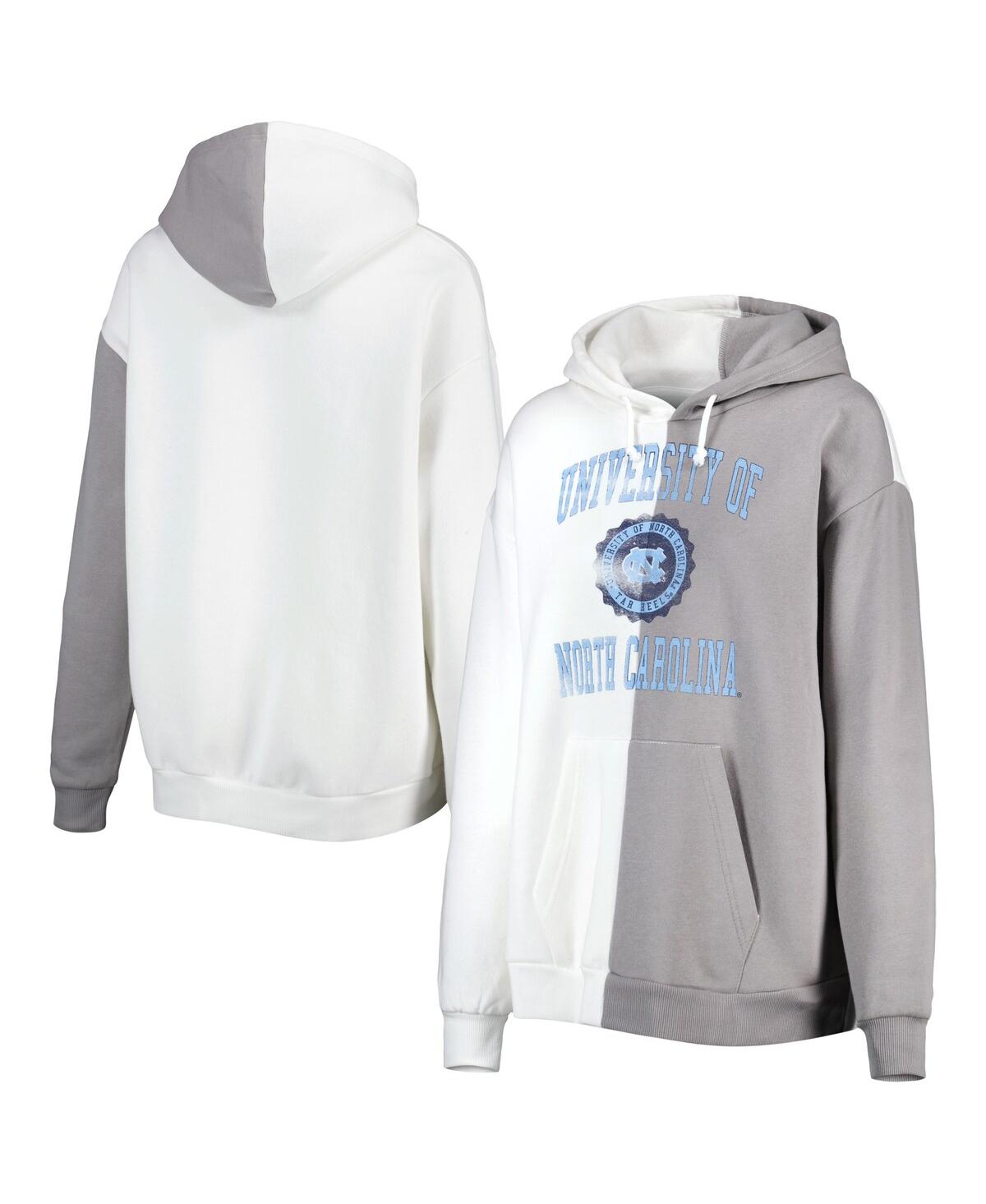 Shop Gameday Couture Women's  Gray, White North Carolina Tar Heels Split Pullover Hoodie In Gray,white