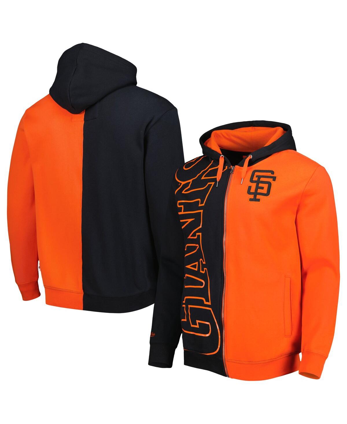 Mitchell & Ness Men's  Black, Orange San Francisco Giants Fleece Full-zip Hoodie In Black,orange
