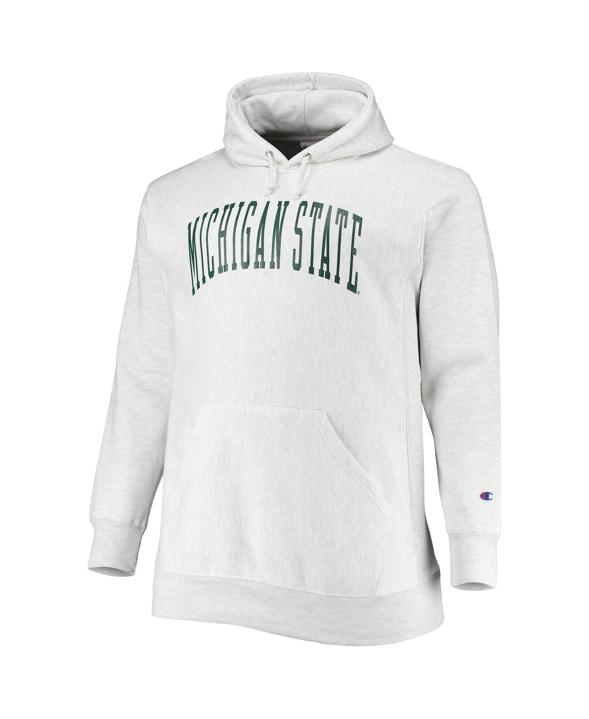 Champion Heathered Gray Michigan State Spartans Big & Tall Reverse Weave Fleece Pullover Hoodie Swea In Heathered Gray