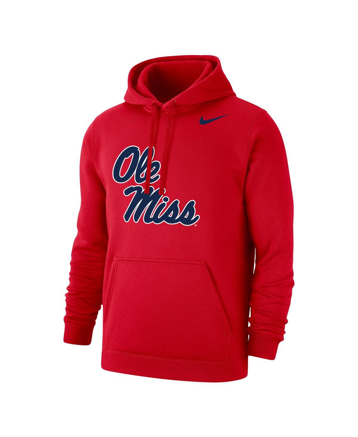 Shop Nike Men's  Red Ole Miss Rebels Logo Club Pullover Hoodie