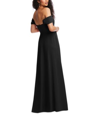 Women's Off-the-Shoulder Pleated Cap Sleeve A-line Maxi Dress