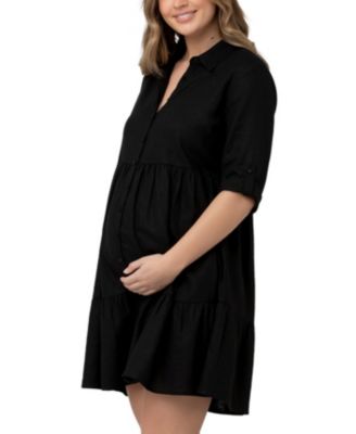 Maternity Adel Button Linen Dress