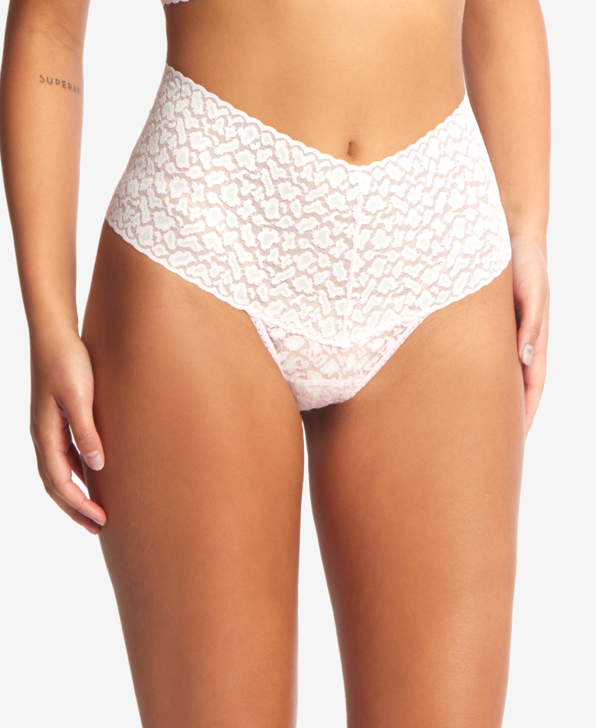 Hanky Panky X-dye Leopard Print Retro Lace Thong In Monday Morning