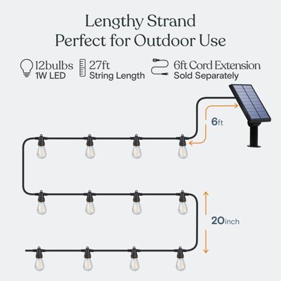 Ambience Pro 27 ft. Outdoor Solar LED String Lights with Remote