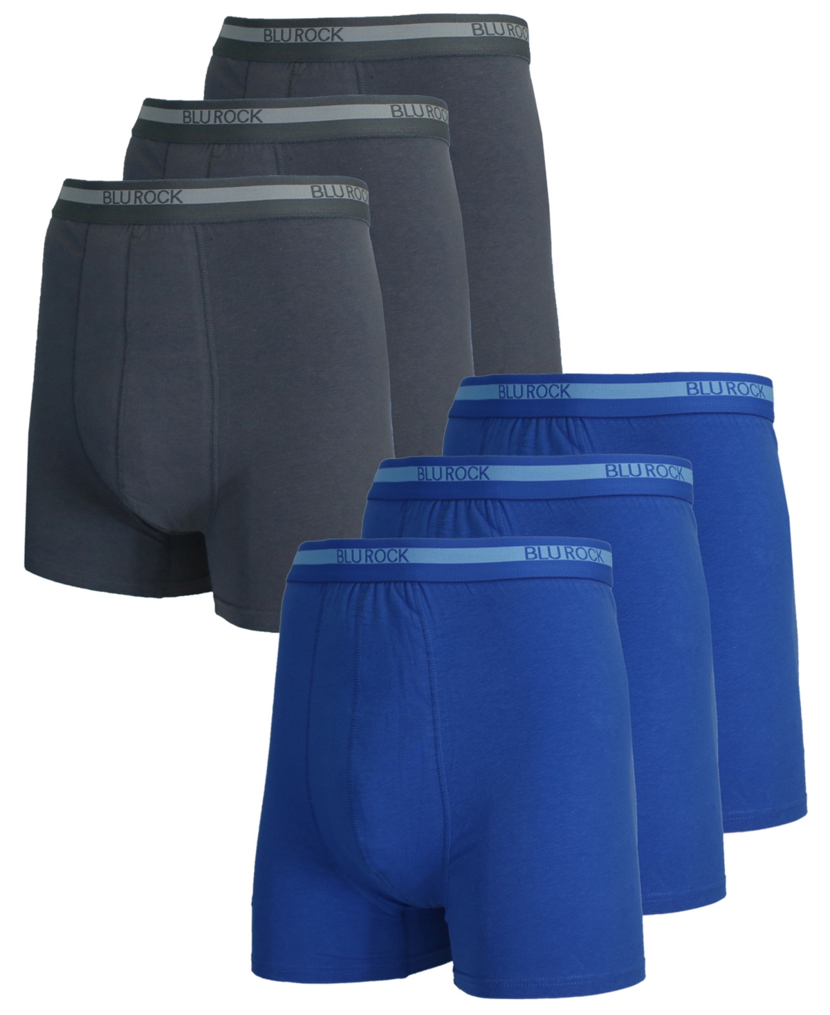 Blu Rock Men's Stretch Cotton Boxer Briefs Underwear, Pack Of 6