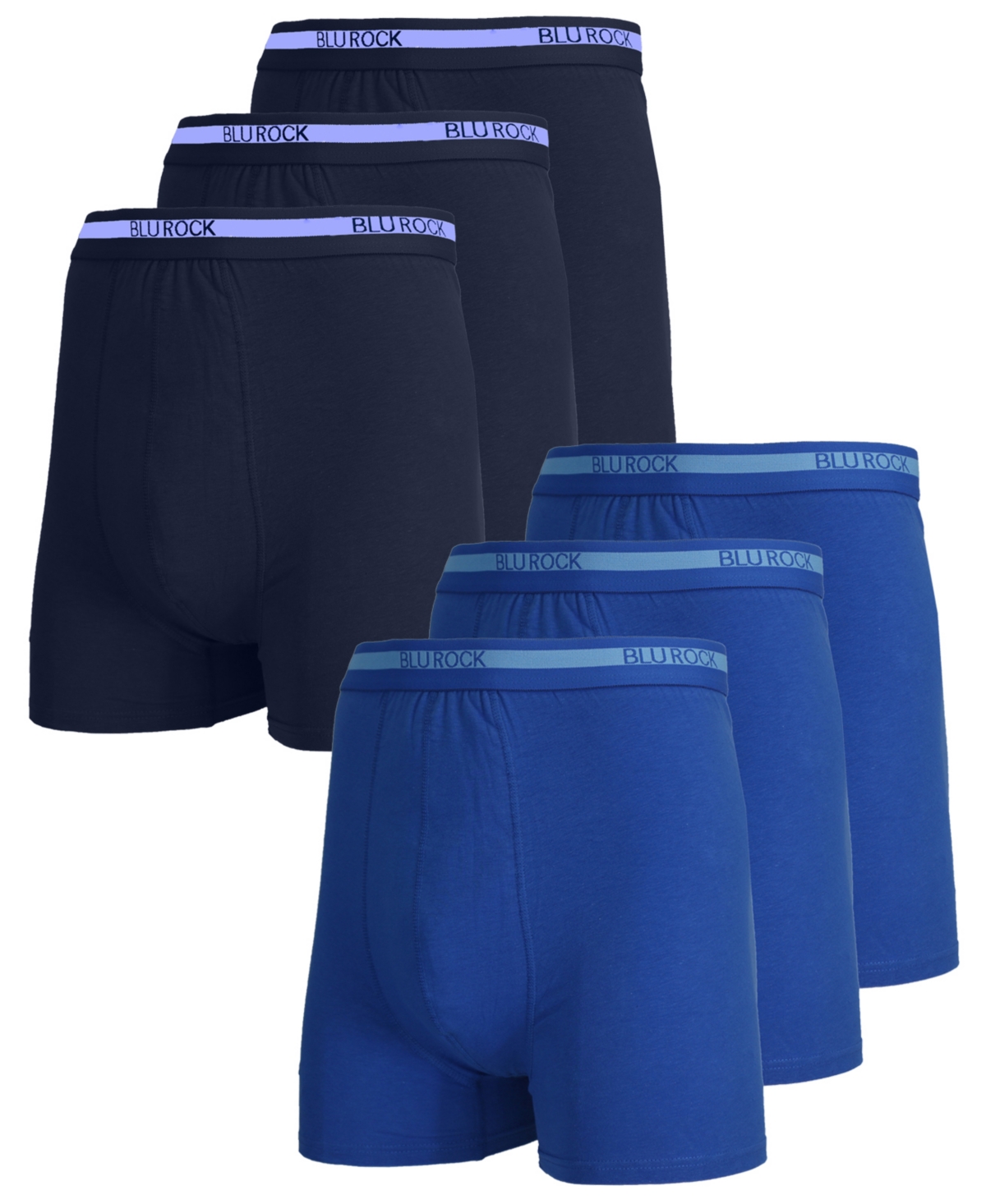 Blu Rock Men's Stretch Cotton Boxer Briefs Underwear, Pack Of 6