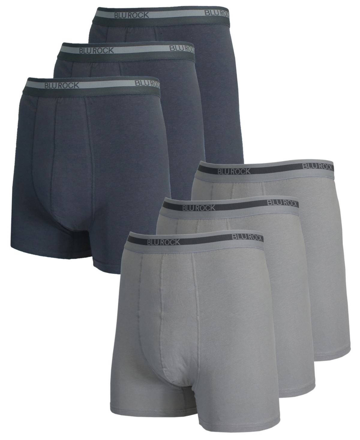 Blu Rock Men's Stretch Cotton Boxer Briefs Underwear, Pack Of 6