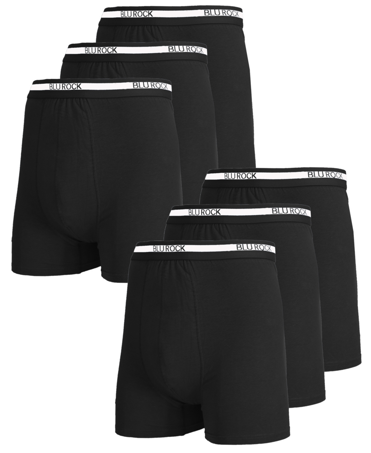 Blu Rock Men's Stretch Cotton Boxer Briefs Underwear, Pack Of 6 In Black