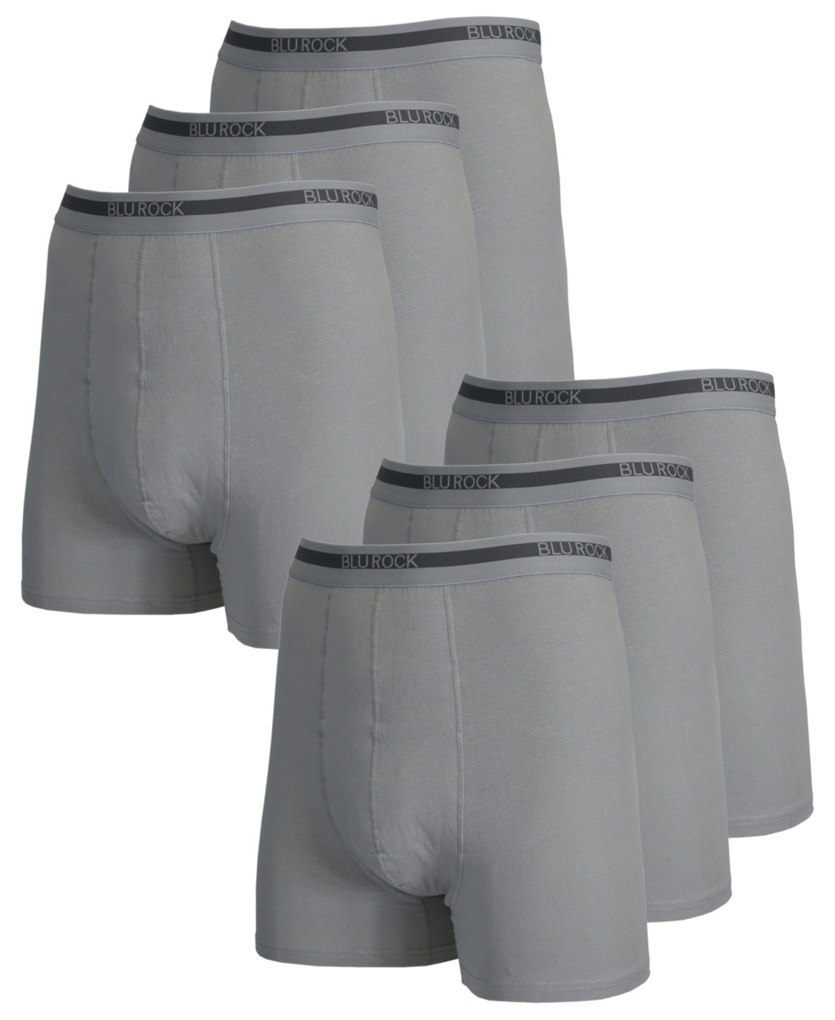 Blu Rock Men's Stretch Cotton Boxer Briefs Underwear, Pack Of 6