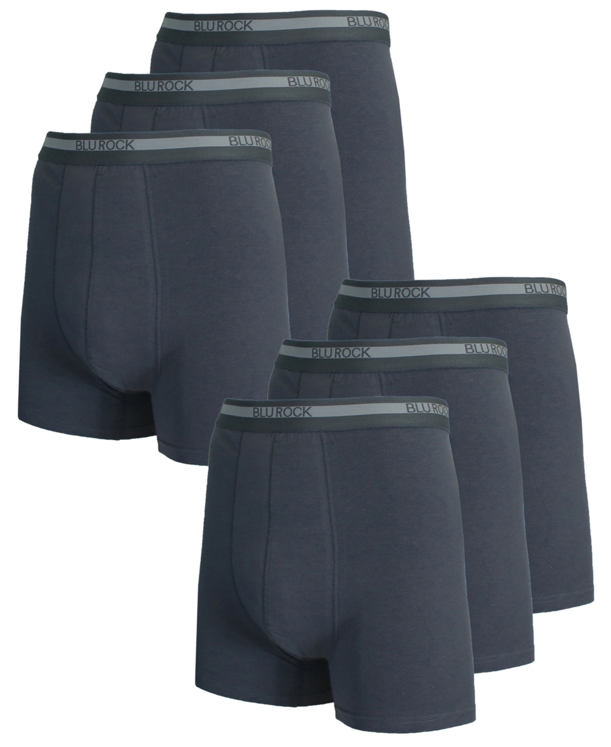 Blu Rock Men's Stretch Cotton Boxer Briefs Underwear, Pack Of 6