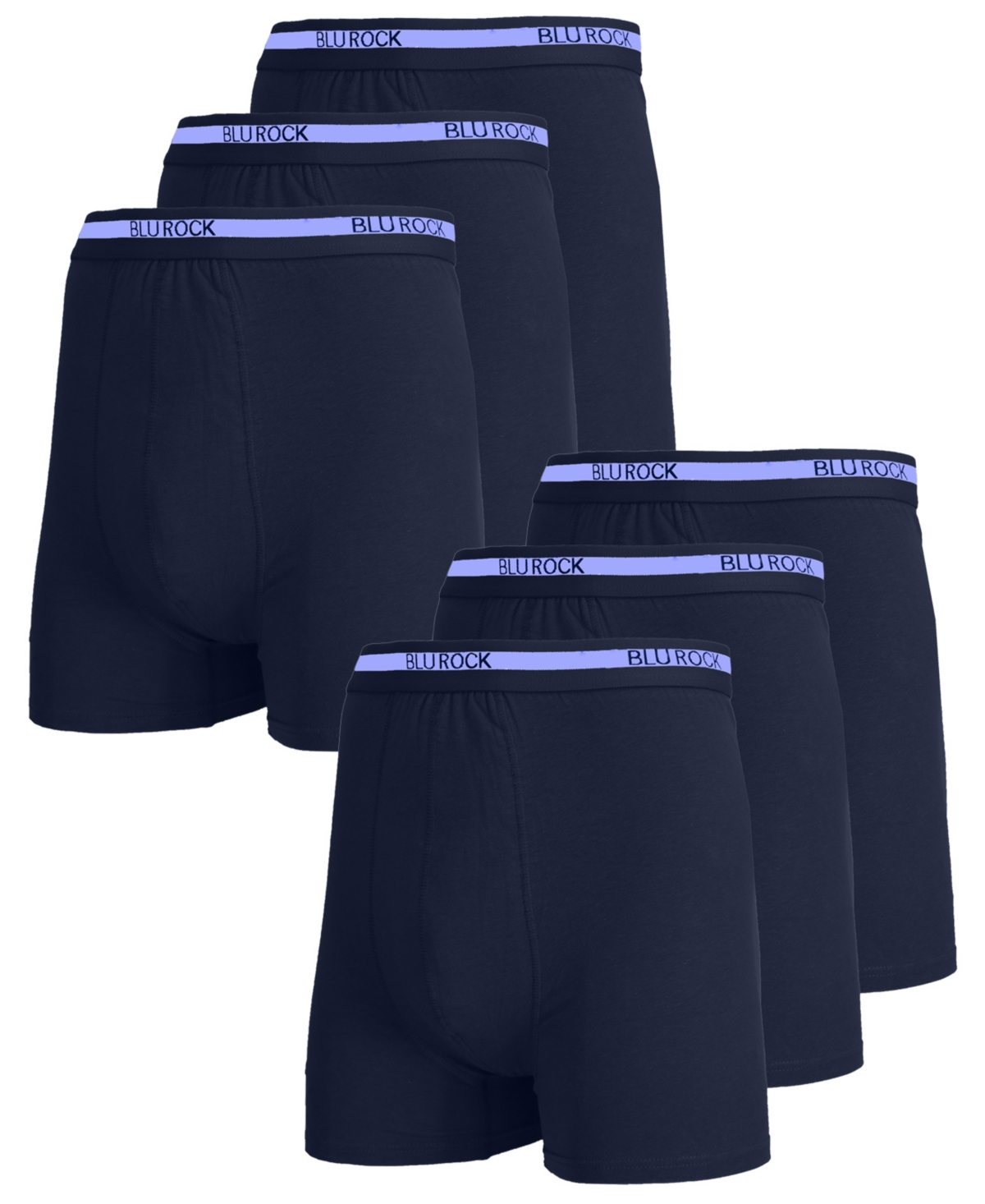 Blu Rock Men's Stretch Cotton Boxer Briefs Underwear, Pack Of 6