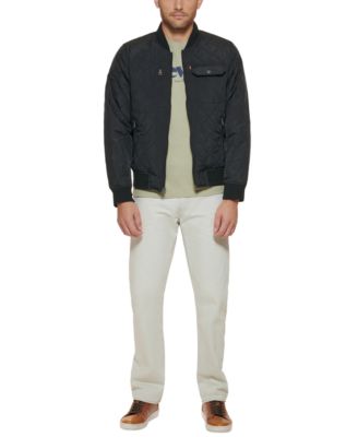 Men's Regular-Fit Diamond-Quilted Bomber Jacket 