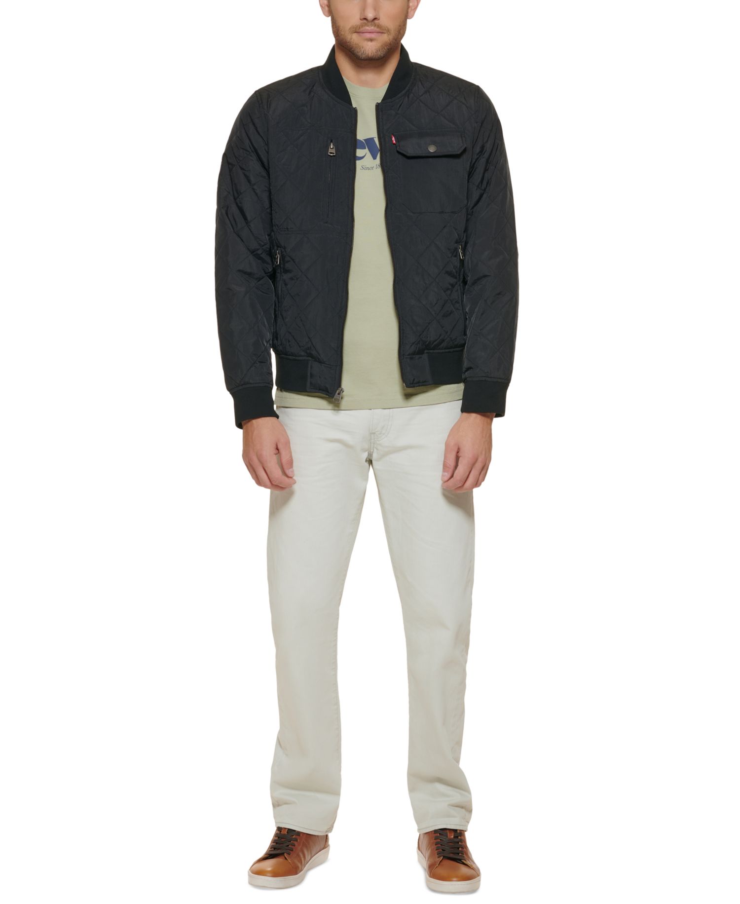 Men's Regular-Fit Diamond-Quilted Bomber Jacket