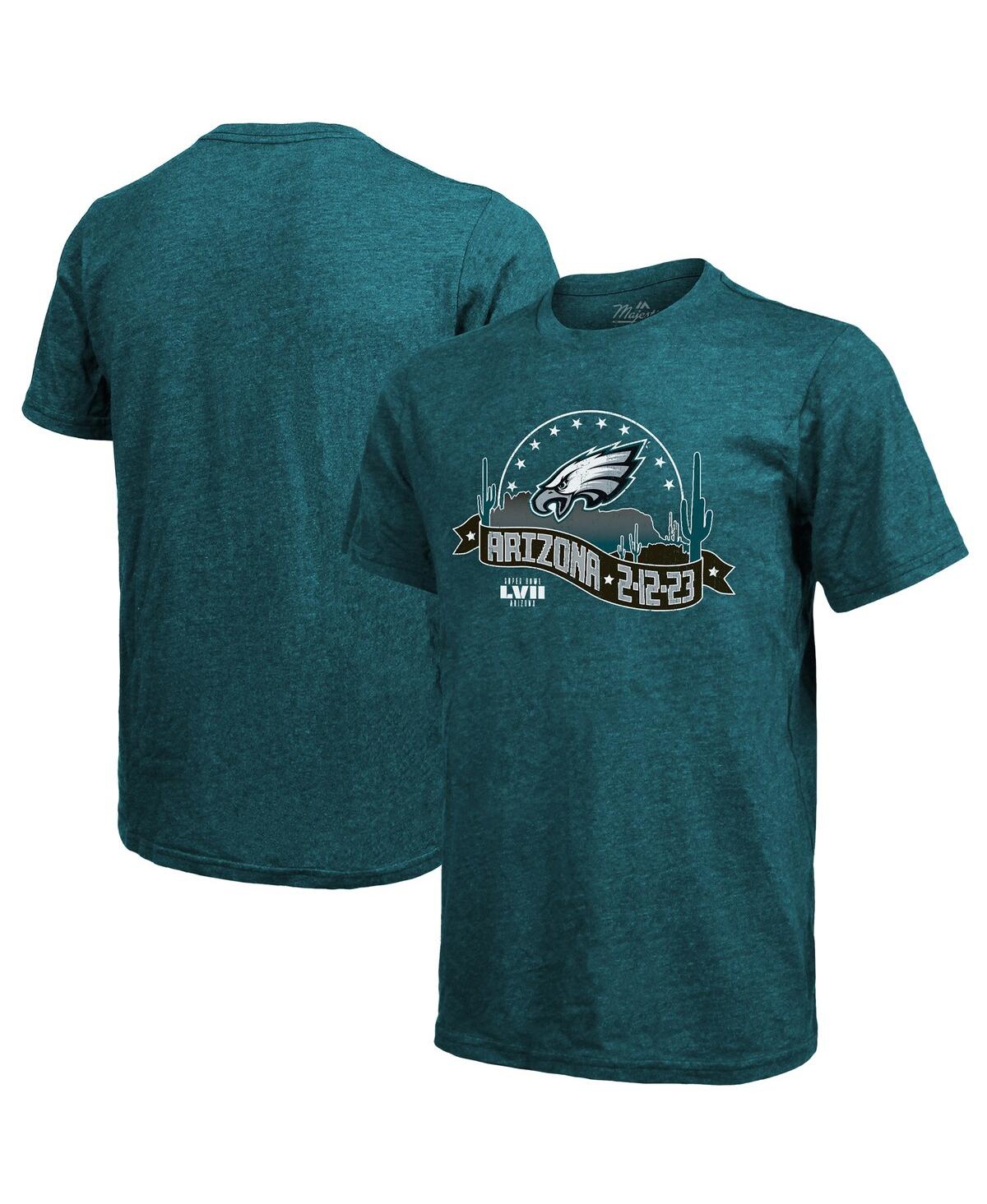 Majestic Threads Midnight Green Philadelphia Eagles Super Bowl Lvii Tri-blend Desert T-shirt In Midnight Green