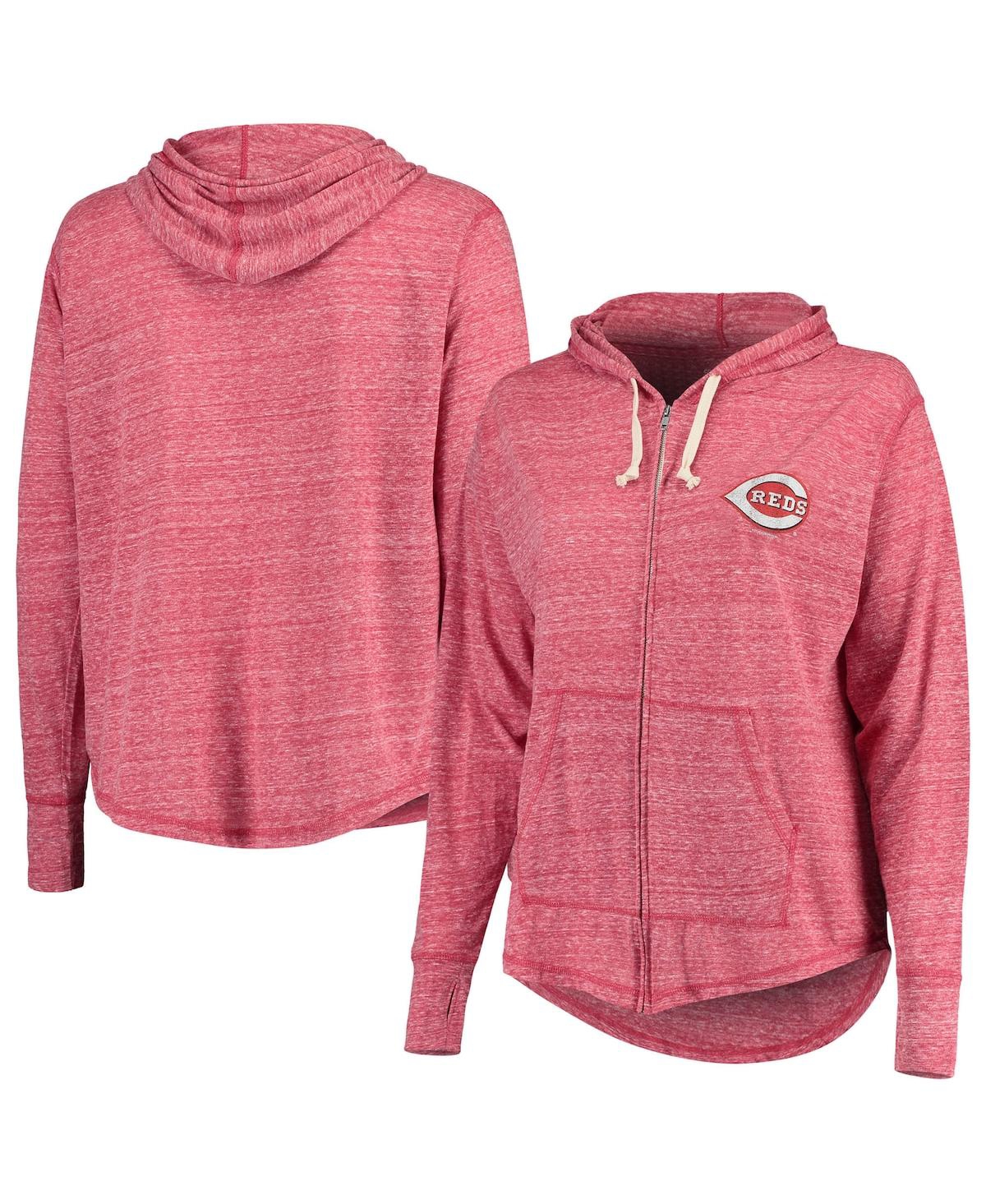 SOFT AS A GRAPE WOMEN'S SOFT AS A GRAPE RED CINCINNATI REDS PLUS SIZE FULL-ZIP HOODIE