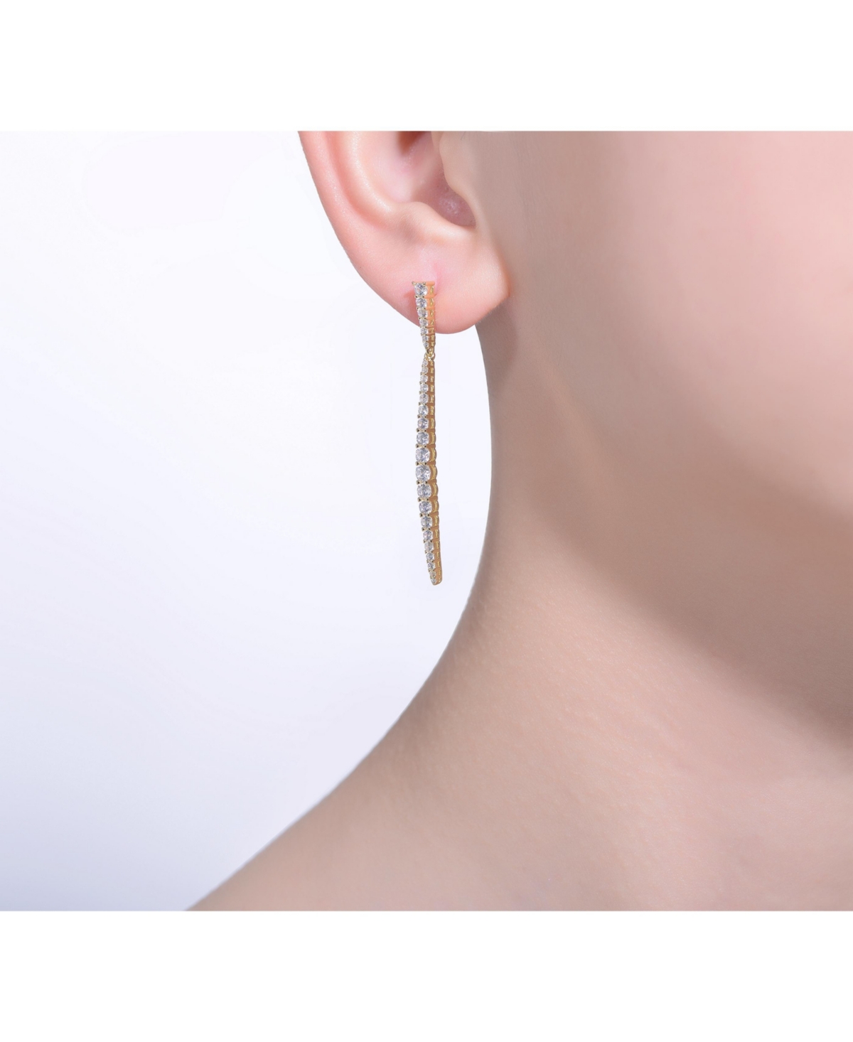 Genevive 14k YellowPlated with Cubic Zirconia Icicle Cluster Spike Dangle Earrings in Sterling Silver - Gold