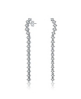 Genevive Sterling Silver Cubic Zirconia Waterfall Linear Dangle Earrings - White