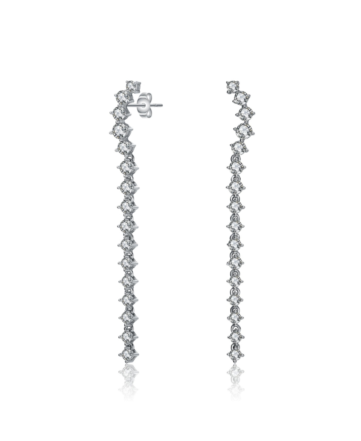 Sterling Silver Cubic Zirconia Waterfall Linear Dangle Earrings - Gold