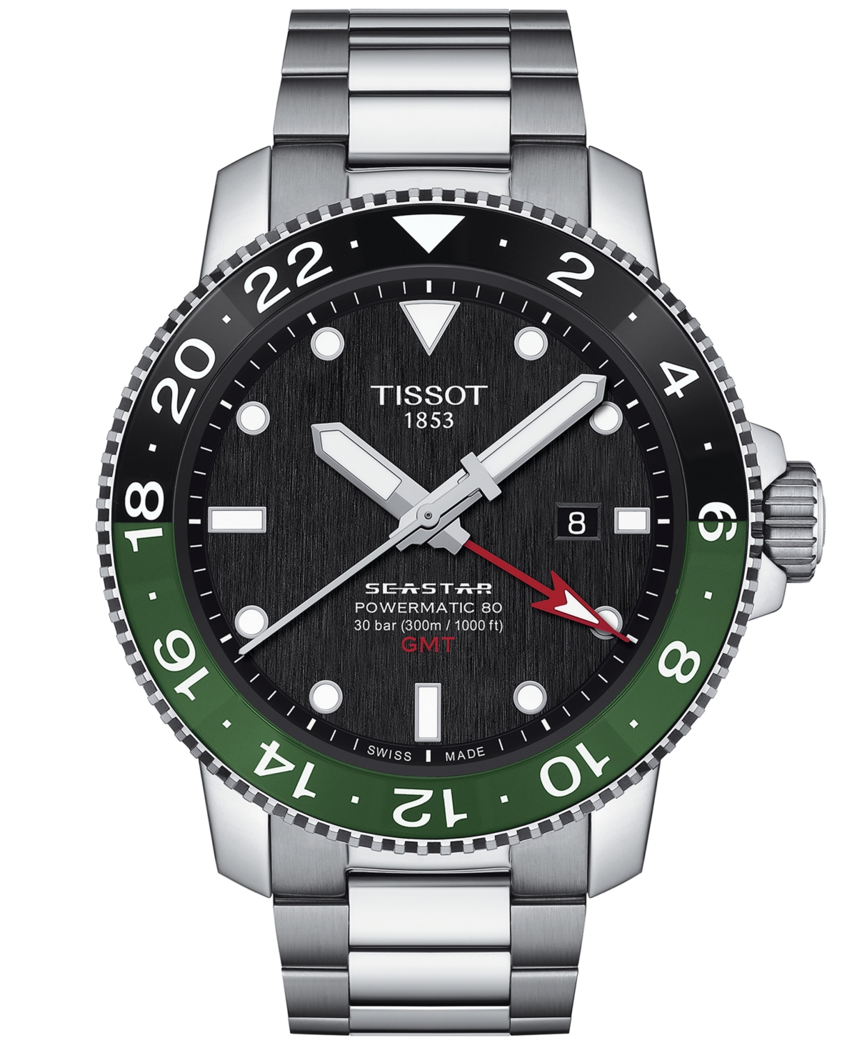 Men's Swiss Automatic Seastar 1000 Powermatic 80 Gmt Stainless Steel Bracelet Watch 46mm - Grey