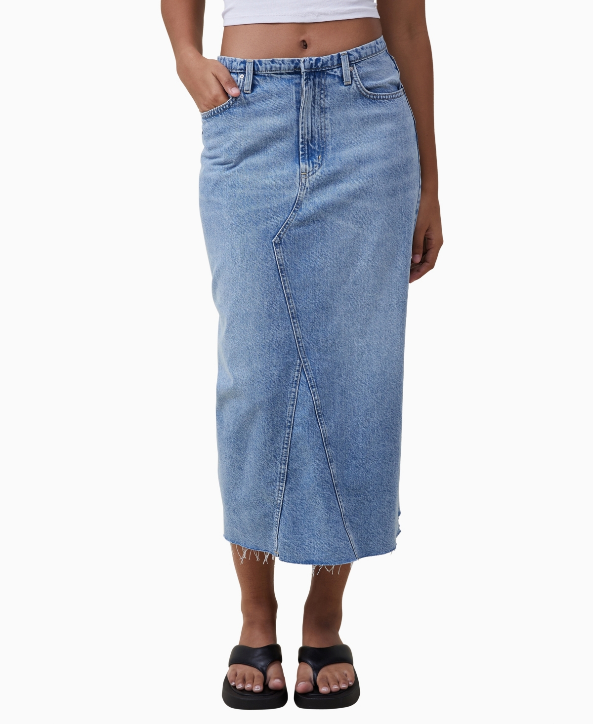 Cotton On Women's Maxi Denim Skirt In Bells Blue