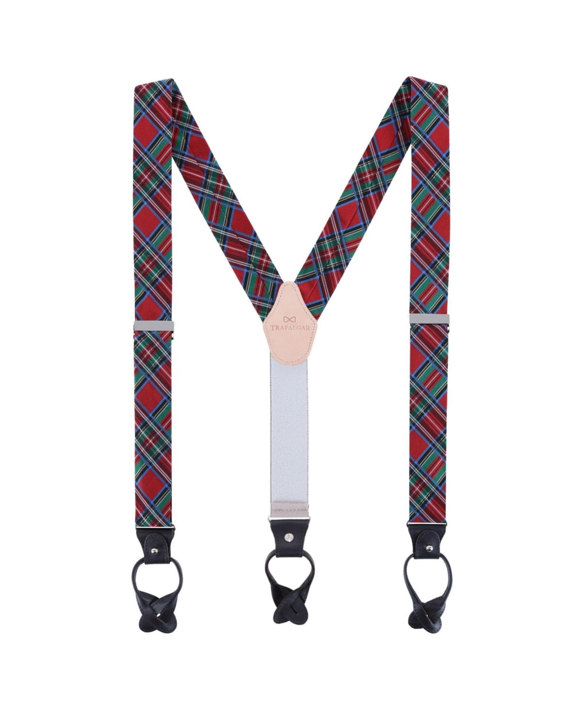 Men's Nicholas Tartan Plaid Button End Silk Suspenders - Tartan plaid