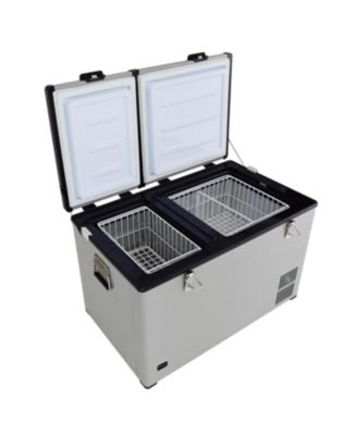 90 Quart Dual Zone Portable Fridge/ Freezer with 12v Option and Wheels