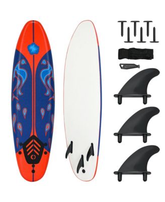 6' Surfboard Foamie Body Surfing Board W/3 Fins and Leash