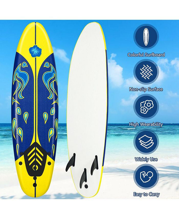 Costway 6' Surfboard Foamie Body Surfing Board W/3 Fins & Leash Macy's