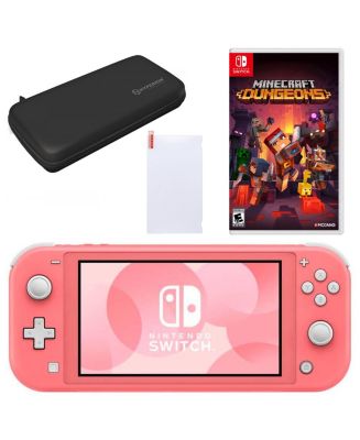 Nintendo Switch Lite in Coral with Minecraft Dungeons 