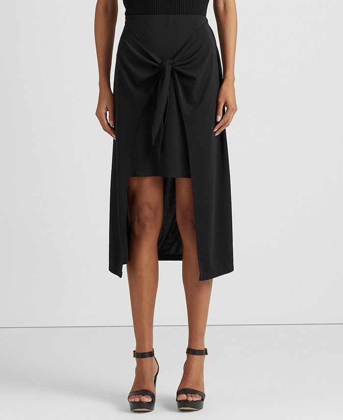 Lauren Ralph Lauren Women s Tie Front Stretch Jersey Midi Skirt