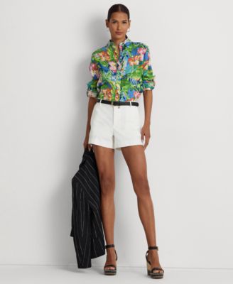 ラルフ・ローレン Lauren Ralph Lauren Petite リラックスフィット Floral Linen Shirt レディース シャツ Women's Lauren Ralph Lauren Petite Relaxed Fit Floral Linen