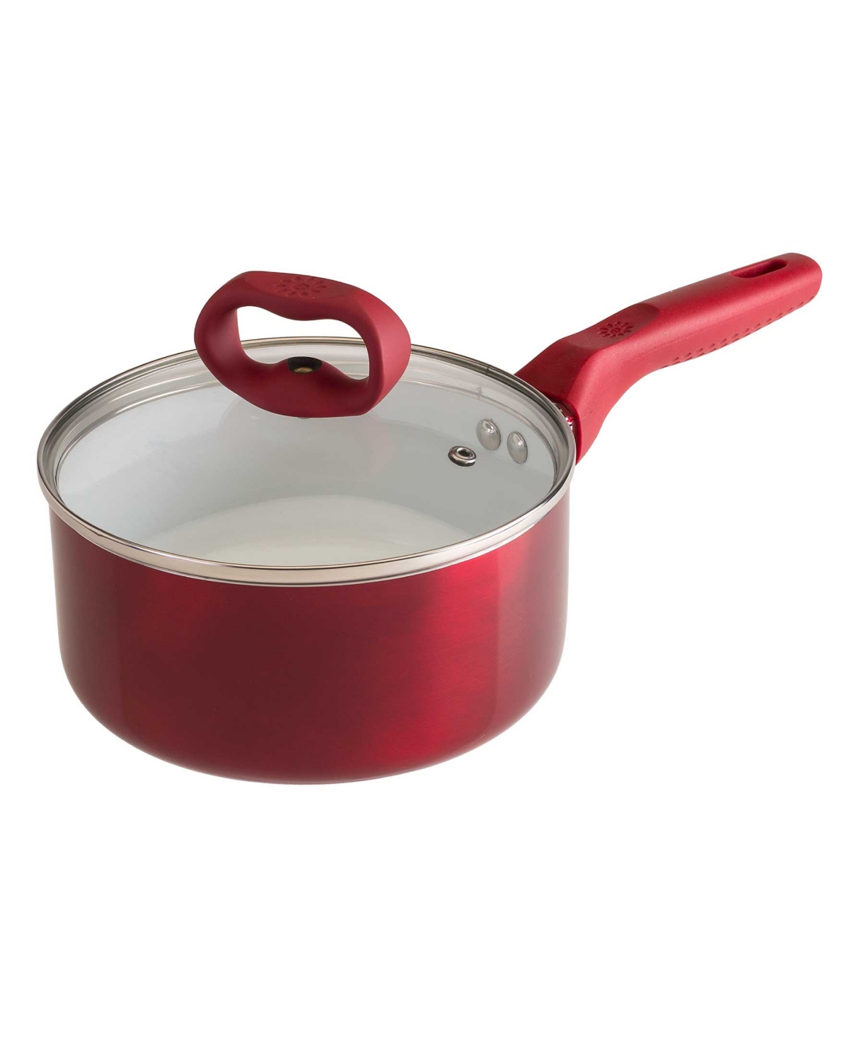 Ecolution Aluminum 2 Quart Bliss Non-stick Saucepan With Glass Lid In Red