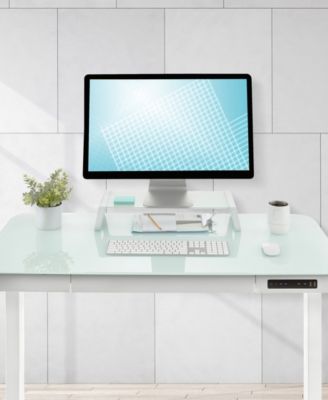 Seville Classics 21" airLIFT Tempered Glass Elevated Desk Stand Ergonomic Monitor Riser