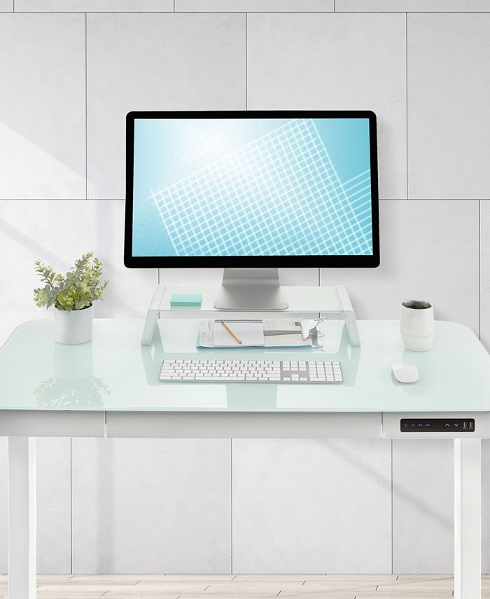 Mesa De Oficina Altura Ajustable Motorizada Seville Classics - 121x61 Cm | Vidrio Templado Negro | Con USB