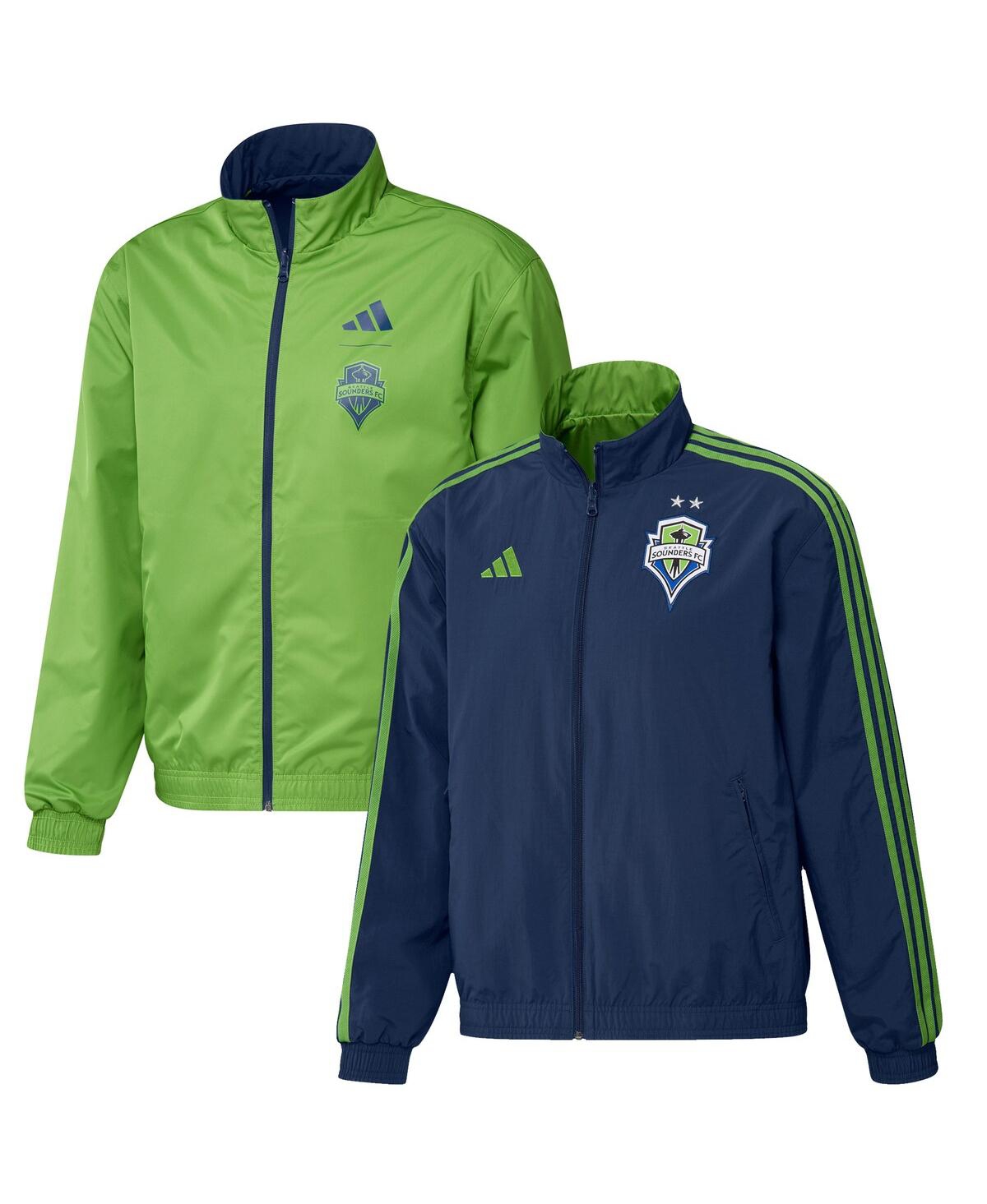 Men's adidasand Green Seattle Sounders Fc 2023 On-Field Anthem Full-Zip Reversible Team Jacket - Navy, Green
