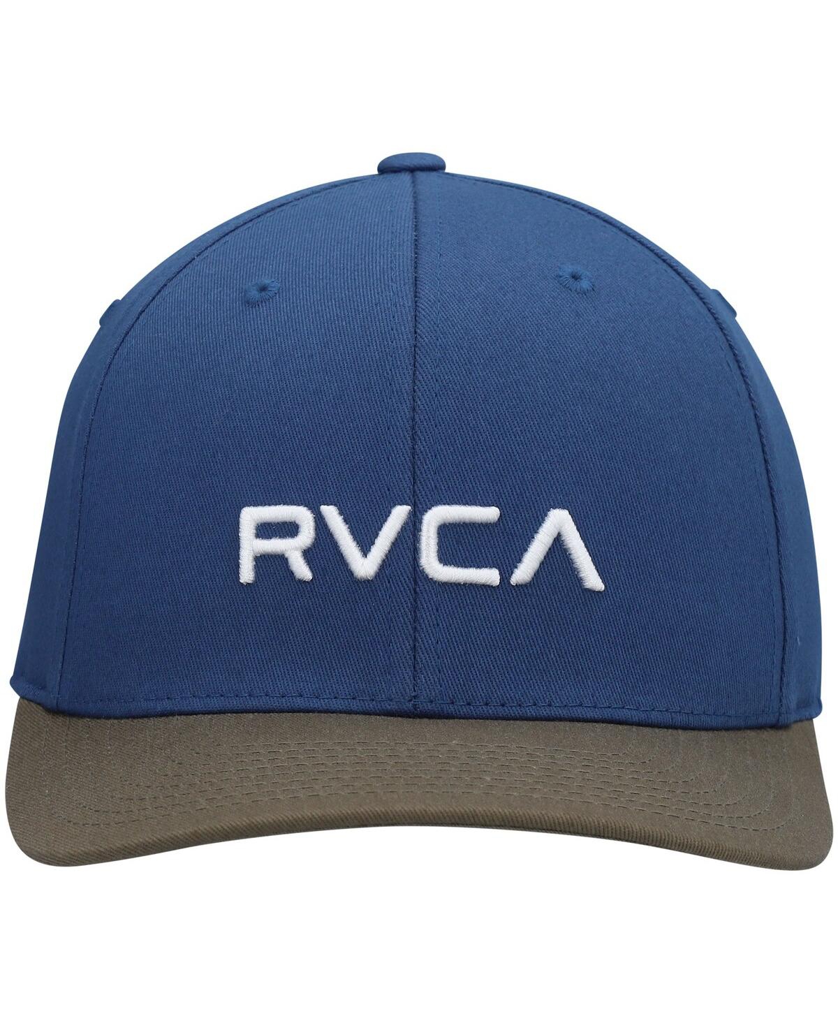 Shop Rvca Men's  Blue, Gray Solid Flex Hat In Blue,gray