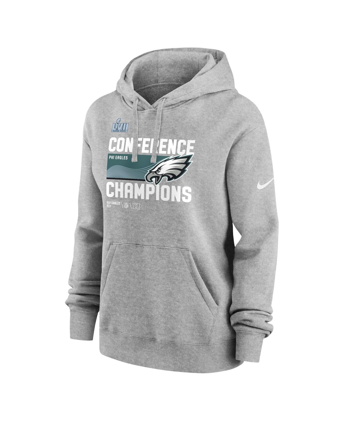 Nike Women's  Heather Gray Philadelphia Eagles 2022 Nfc Champions Locker Room Trophy Collection Pullo In Heather Gray